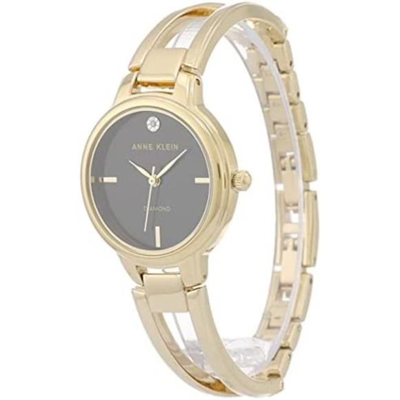 Anne Klein Women\'s Genuine Diamond Dial Open Bangle Watch